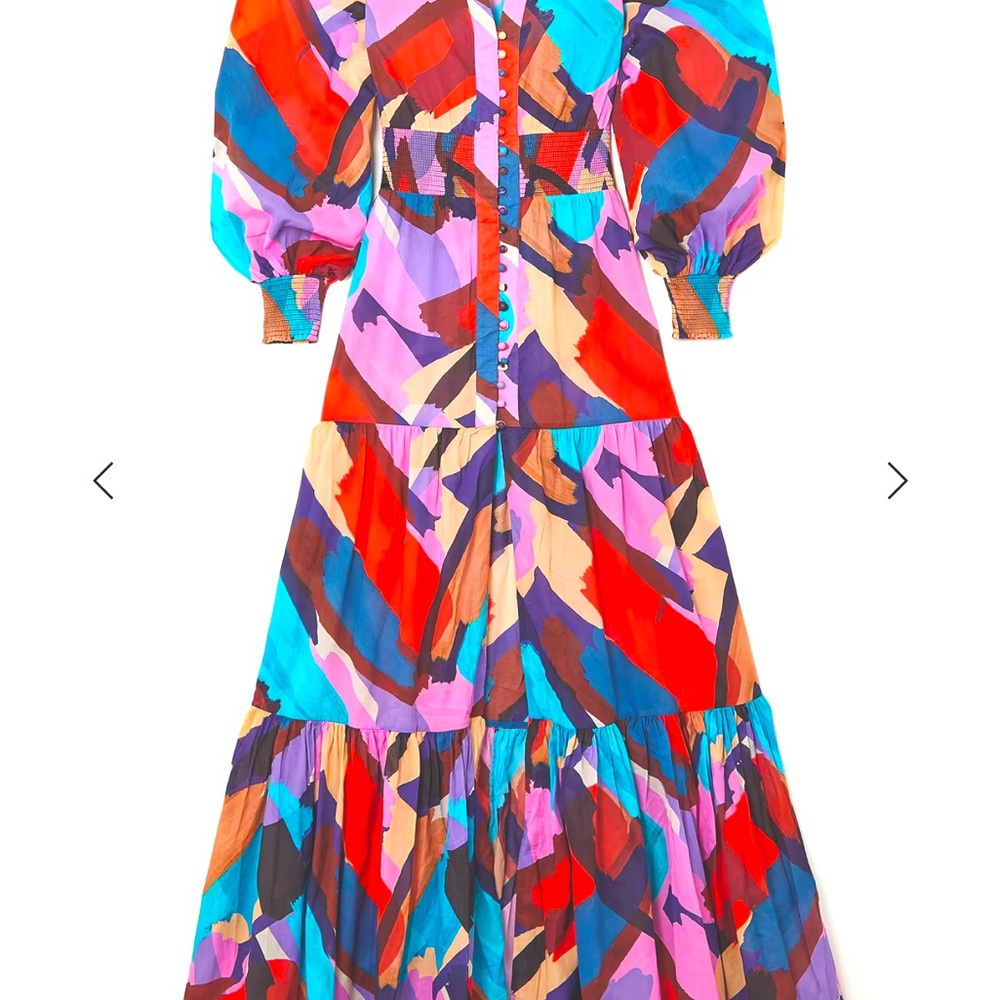 Rebecca Valance. Malaga tiered printed color maxi dress.NWT.NET-A-PORTER Size 12